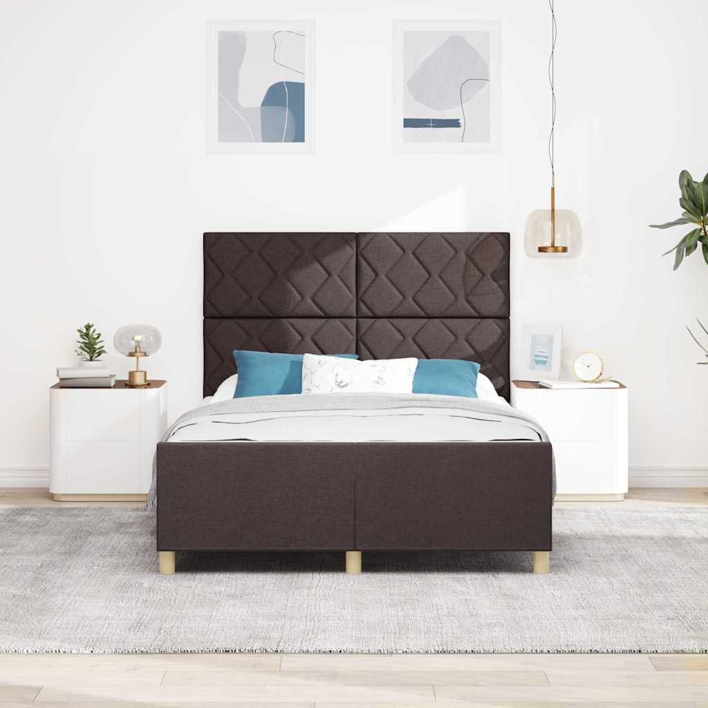 Sengestel med hovedgærde Mørkebrun 140 x 190 cm Stof