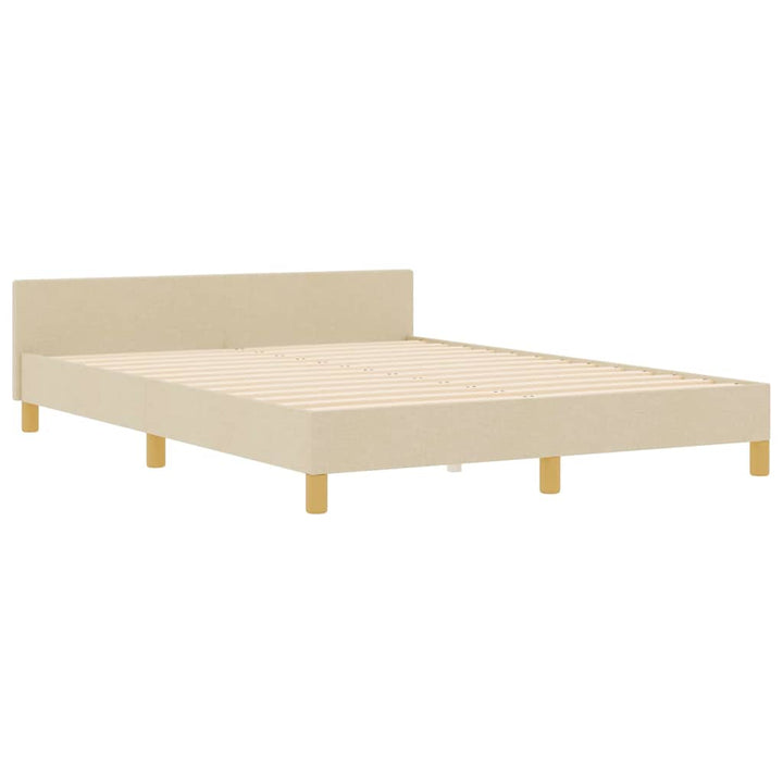 Sengestel med hovedgærde Creme 140 x 190 cm Stof