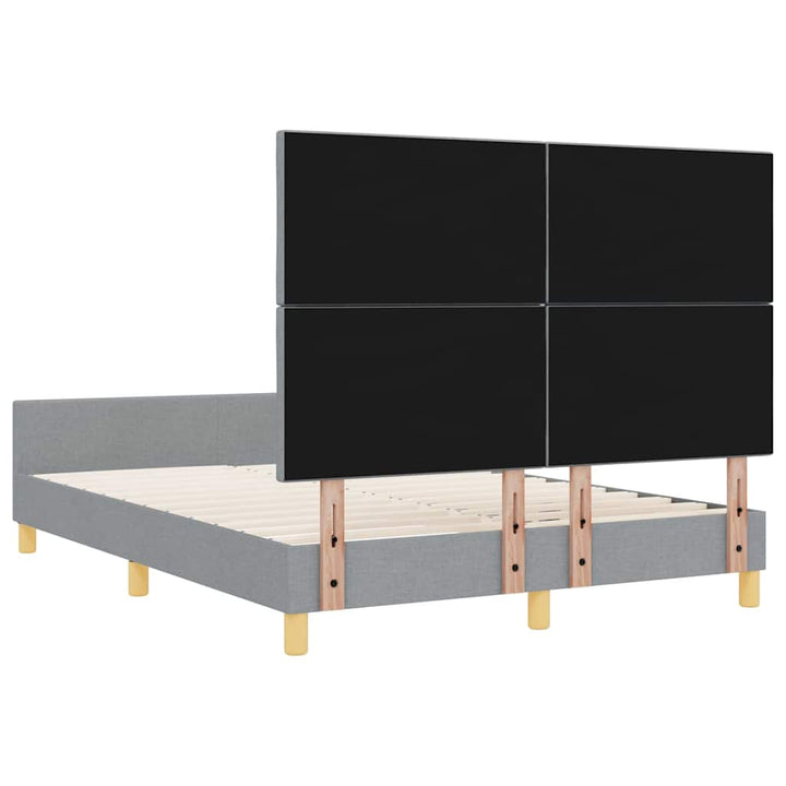 Sengestel med hovedgærde Lysegrå 140 x 200 cm Stof
