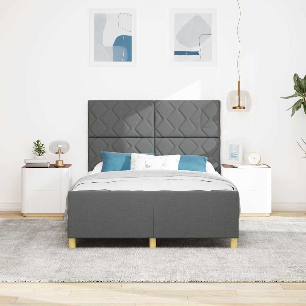Sengestel med hovedgærde Mørkegrå 140 x 200 cm Stof