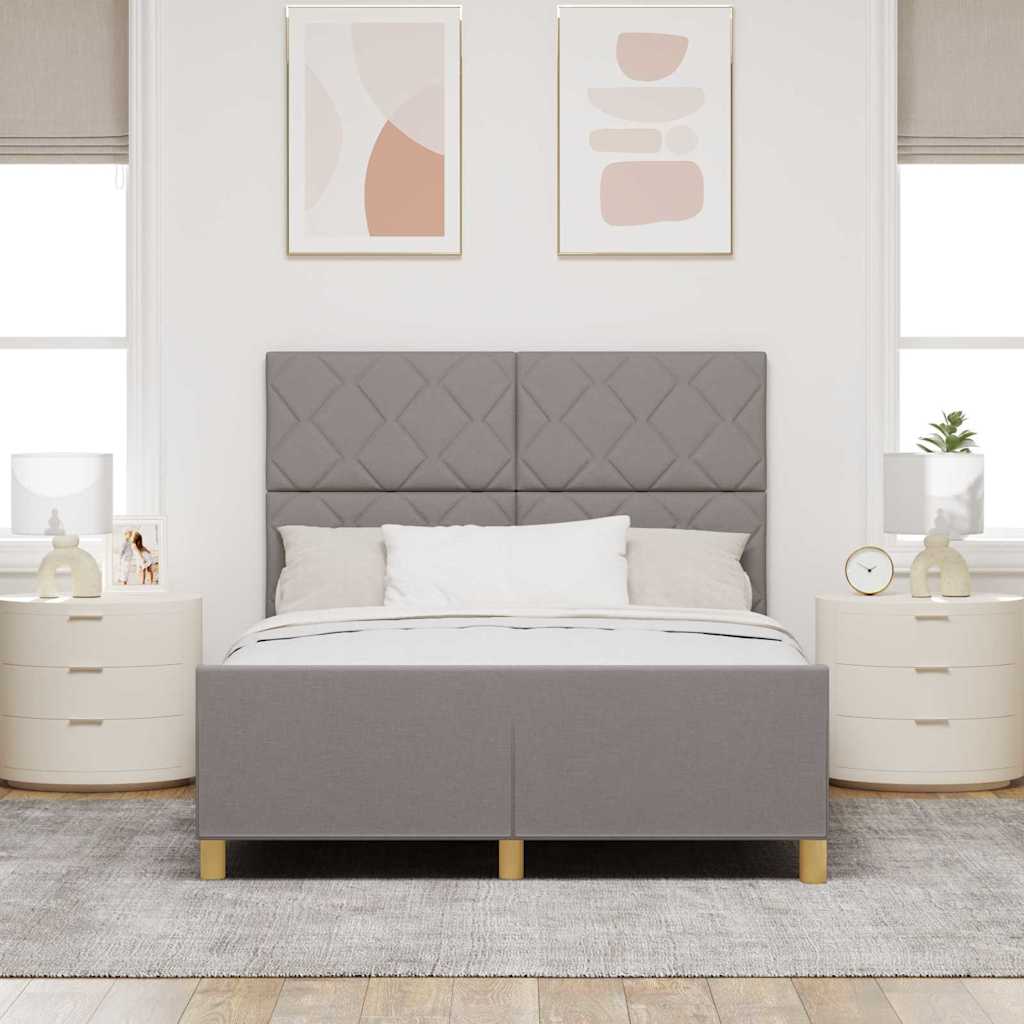 Sengestel med hovedgærde Gråbrun 140 x 200 cm Stof