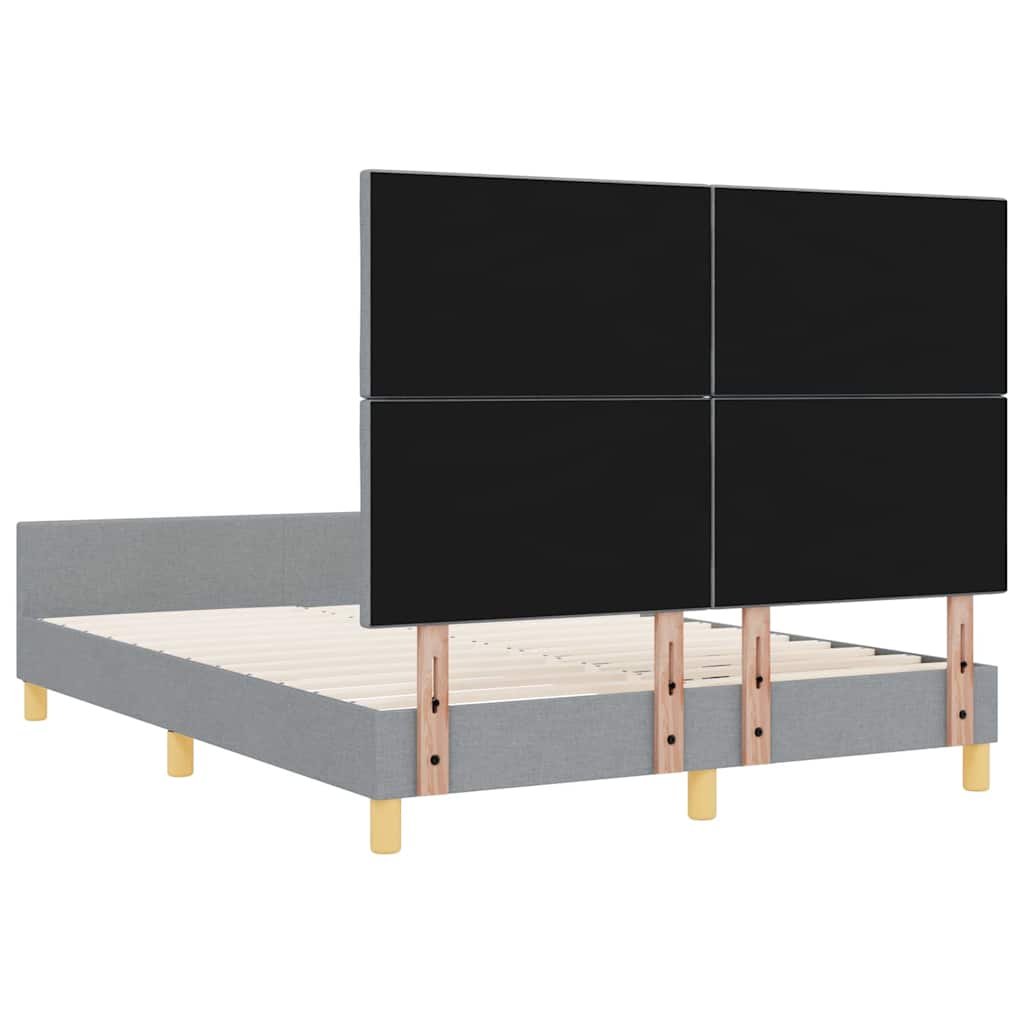 Sengestel med hovedgærde Lysegrå 160 x 200 cm Stof