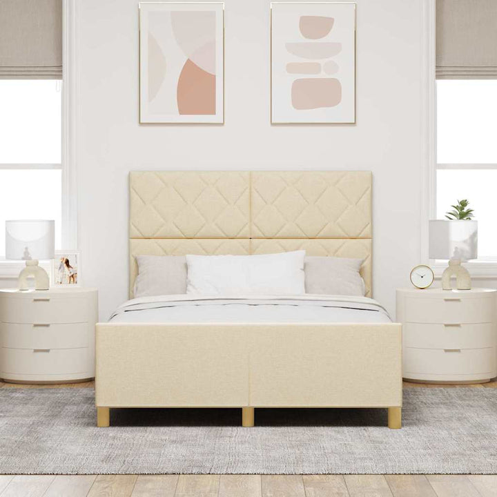 Sengestel med hovedgærde Creme 160 x 200 cm Stof