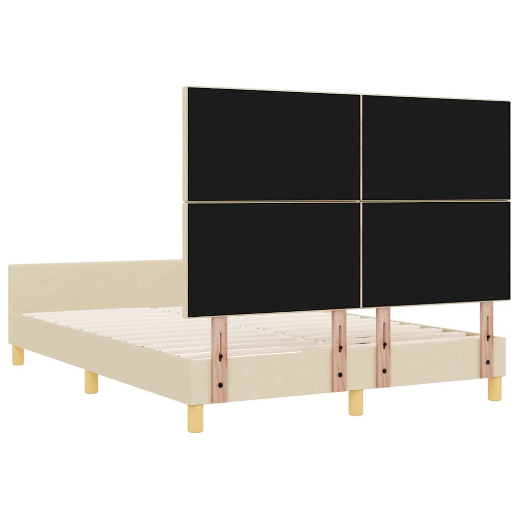 Sengestel med hovedgærde Creme 160 x 200 cm Stof