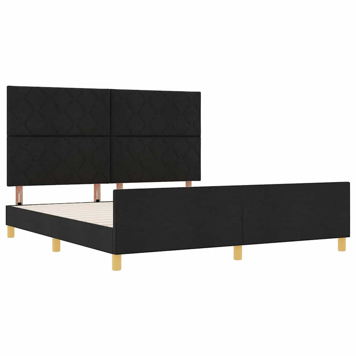 Sengestel med hovedgærde Sort 180 x 200 cm Stof