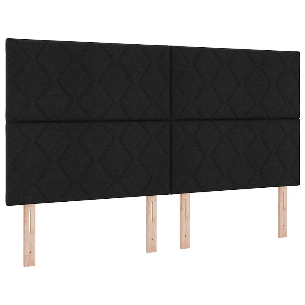 Sengestel med hovedgærde Sort 180 x 200 cm Stof