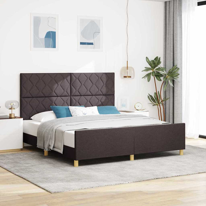 Sengestel med hovedgærde Mørkebrun 180 x 200 cm Stof