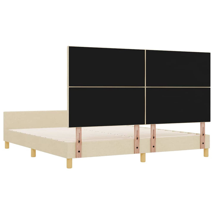 Sengestel med hovedgærde Creme 180 x 200 cm Stof