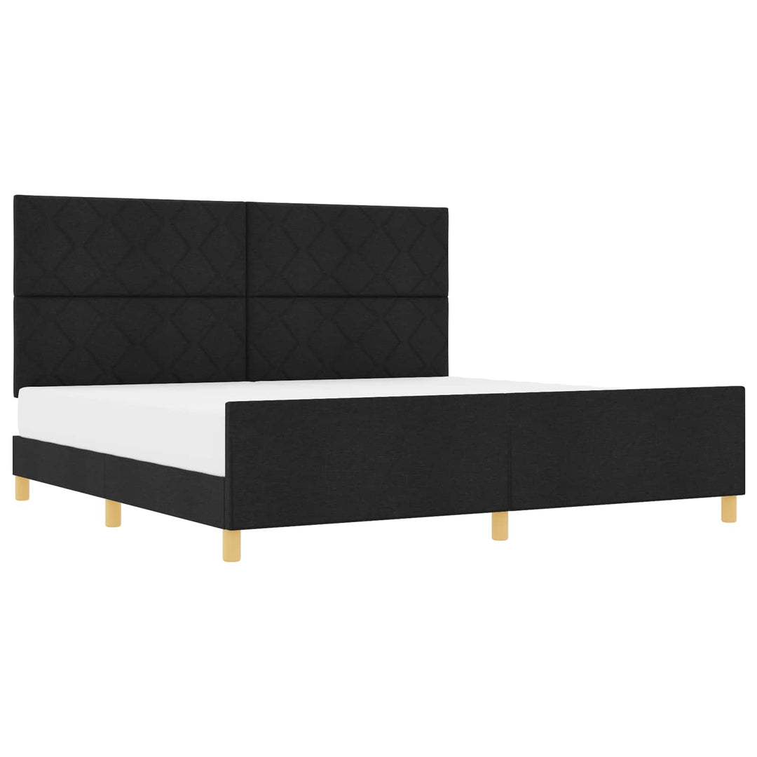 Sengestel med hovedgærde Sort 200 x 200 cm Stof