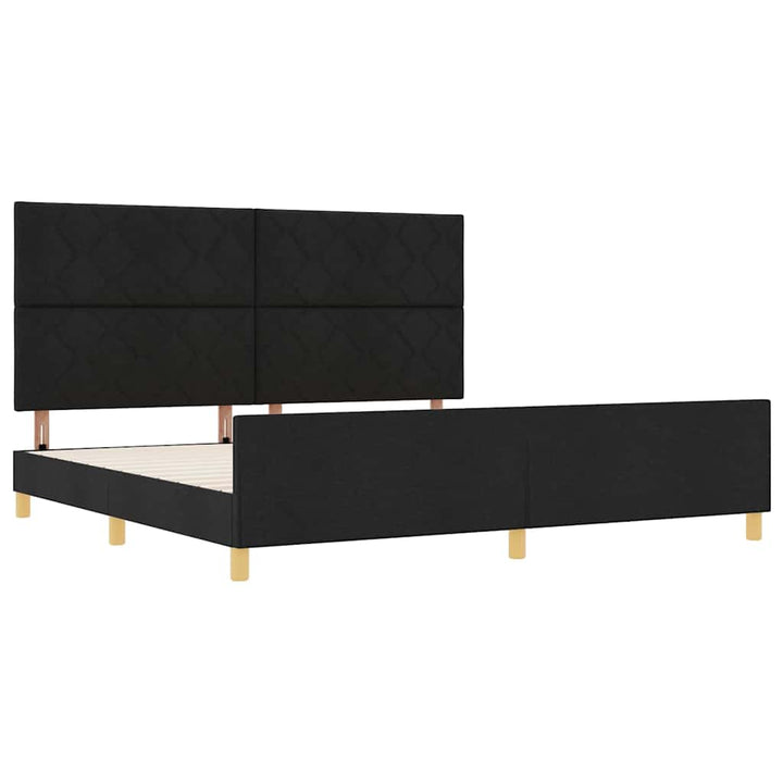 Sengestel med hovedgærde Sort 200 x 200 cm Stof