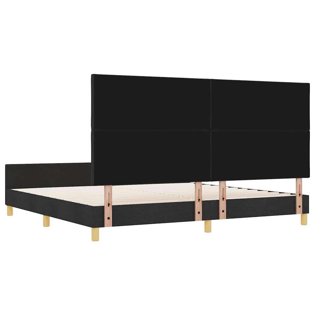 Sengestel med hovedgærde Sort 200 x 200 cm Stof