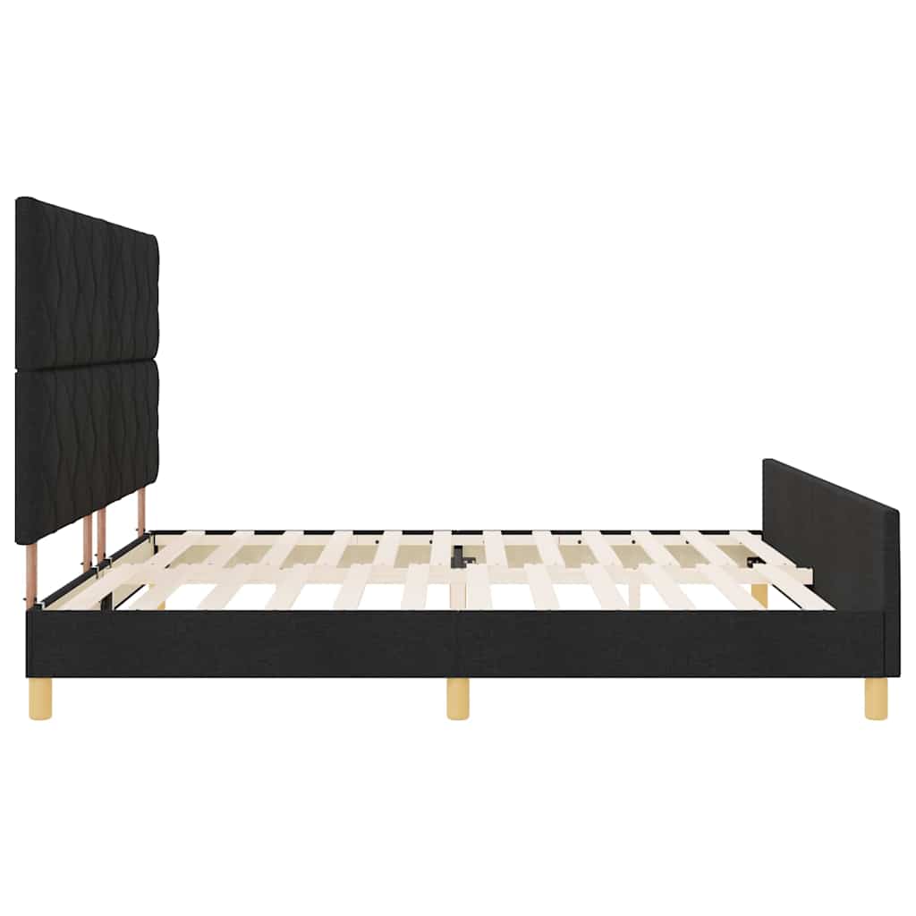 Sengestel med hovedgærde Sort 200 x 200 cm Stof