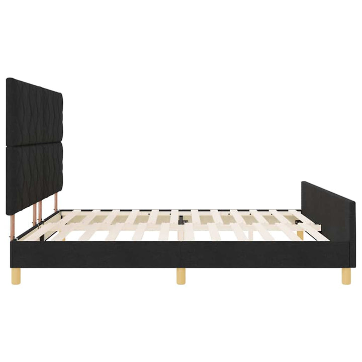 Sengestel med hovedgærde Sort 200 x 200 cm Stof