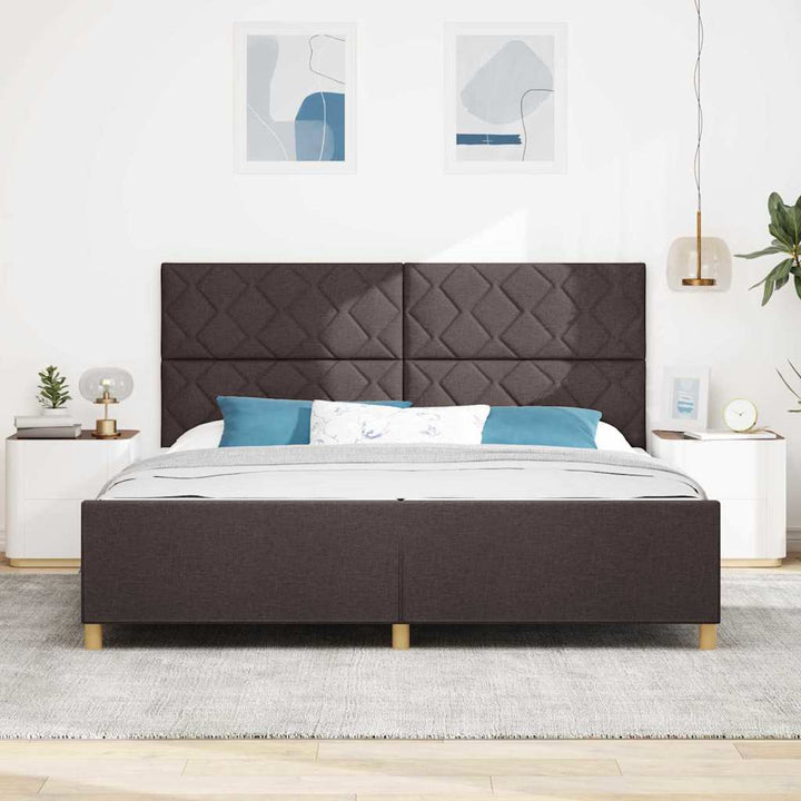 Sengestel med hovedgærde Mørkebrun 200 x 200 cm Stof
