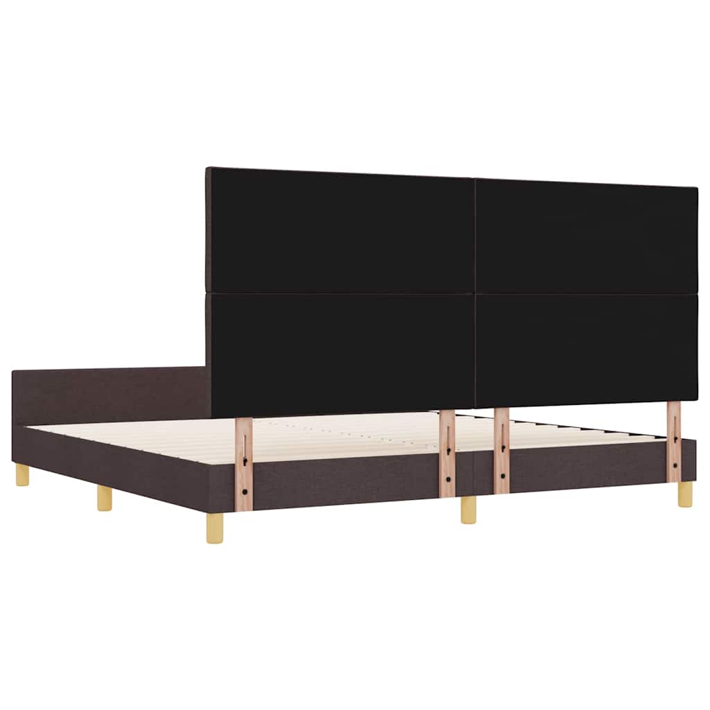 Sengestel med hovedgærde Mørkebrun 200 x 200 cm Stof