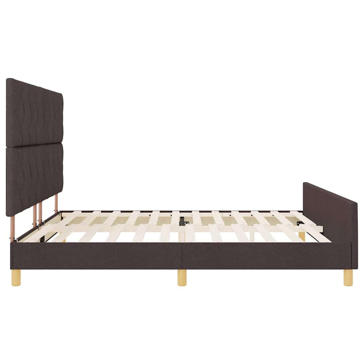 Sengestel med hovedgærde Mørkebrun 200 x 200 cm Stof