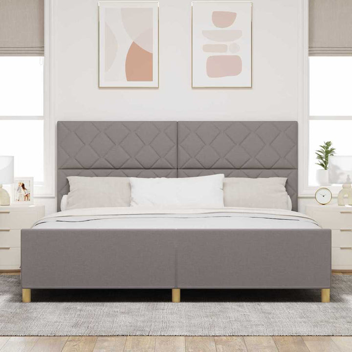 Sengestel med hovedgærde Gråbrun 200 x 200 cm Stof