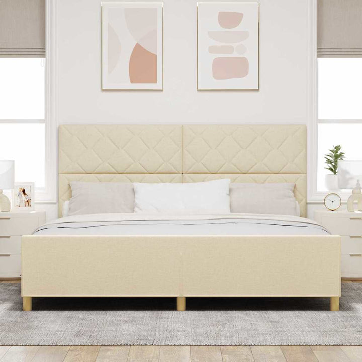 Sengestel med hovedgærde Creme 200 x 200 cm Stof
