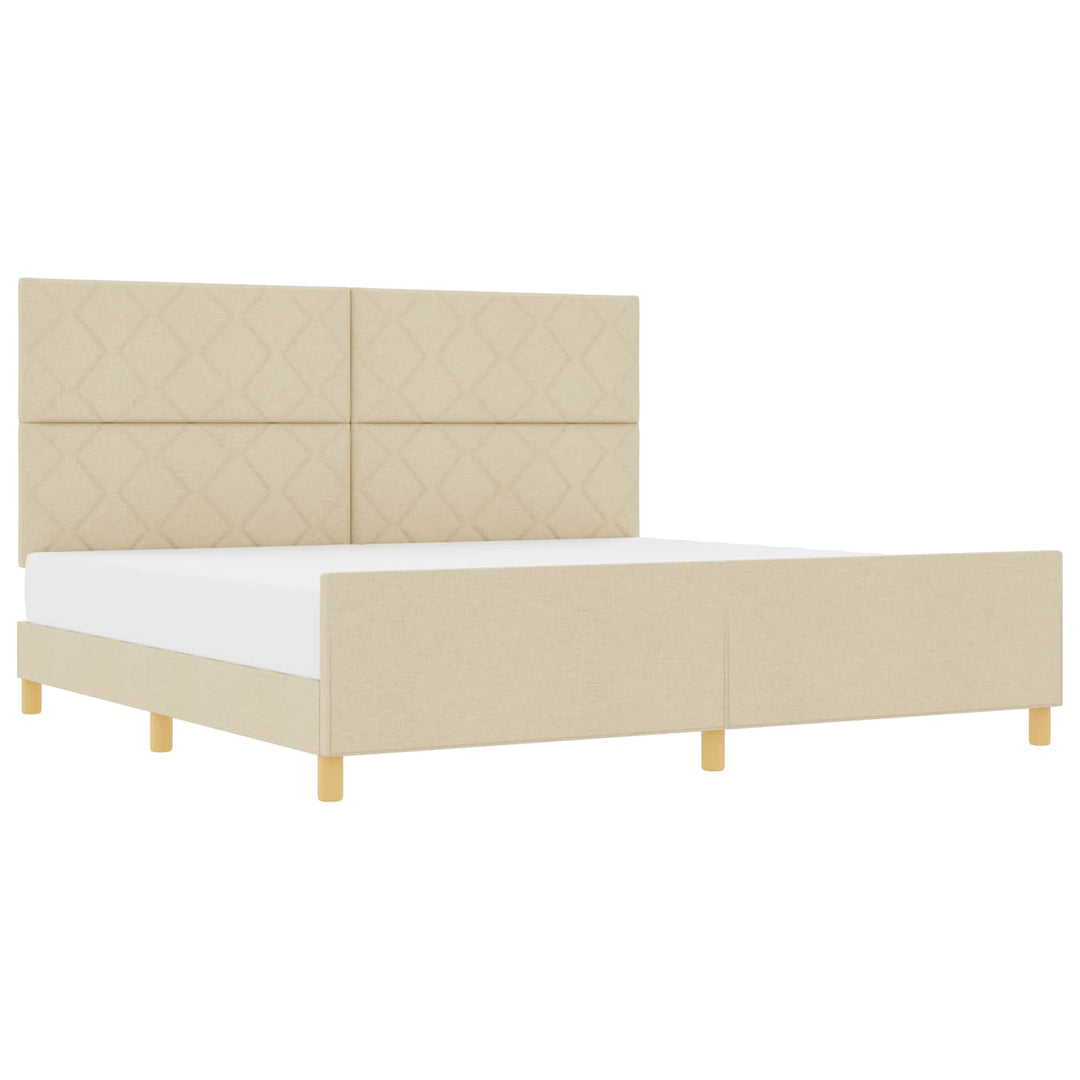 Sengestel med hovedgærde Creme 200 x 200 cm Stof