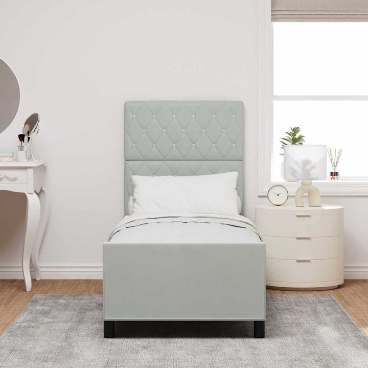 Box spring seng med hovedgærde Lysegrå 80 x 200 cm Fløjl
