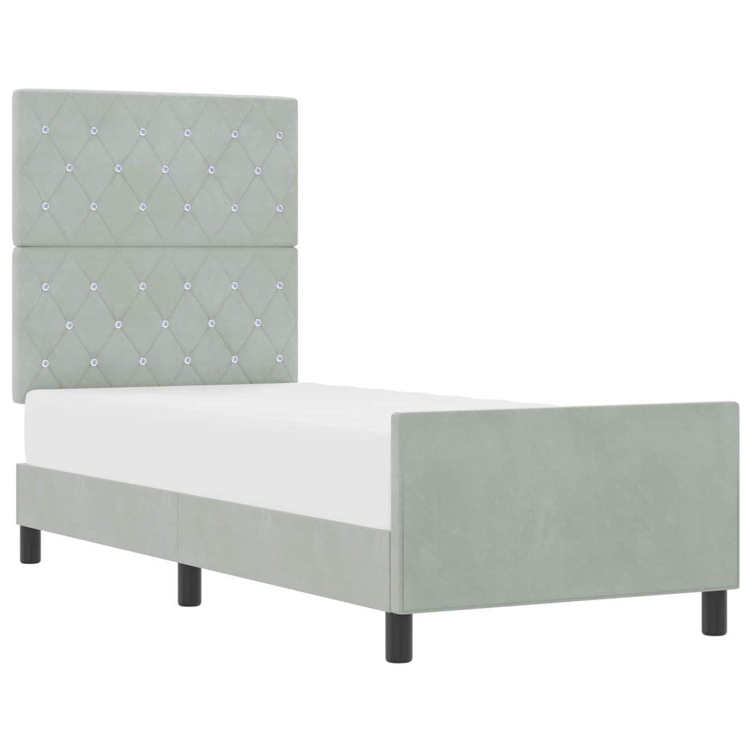 Box spring seng med hovedgærde Lysegrå 80 x 200 cm Fløjl