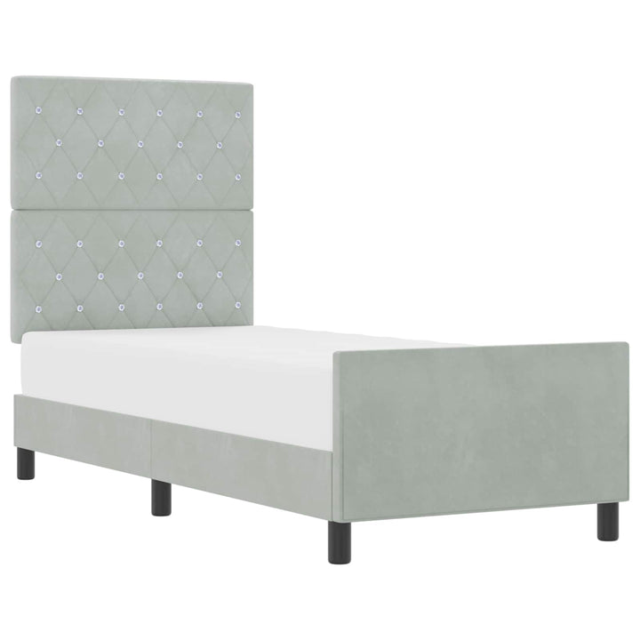 Box spring seng med hovedgærde Lysegrå 80 x 200 cm Fløjl