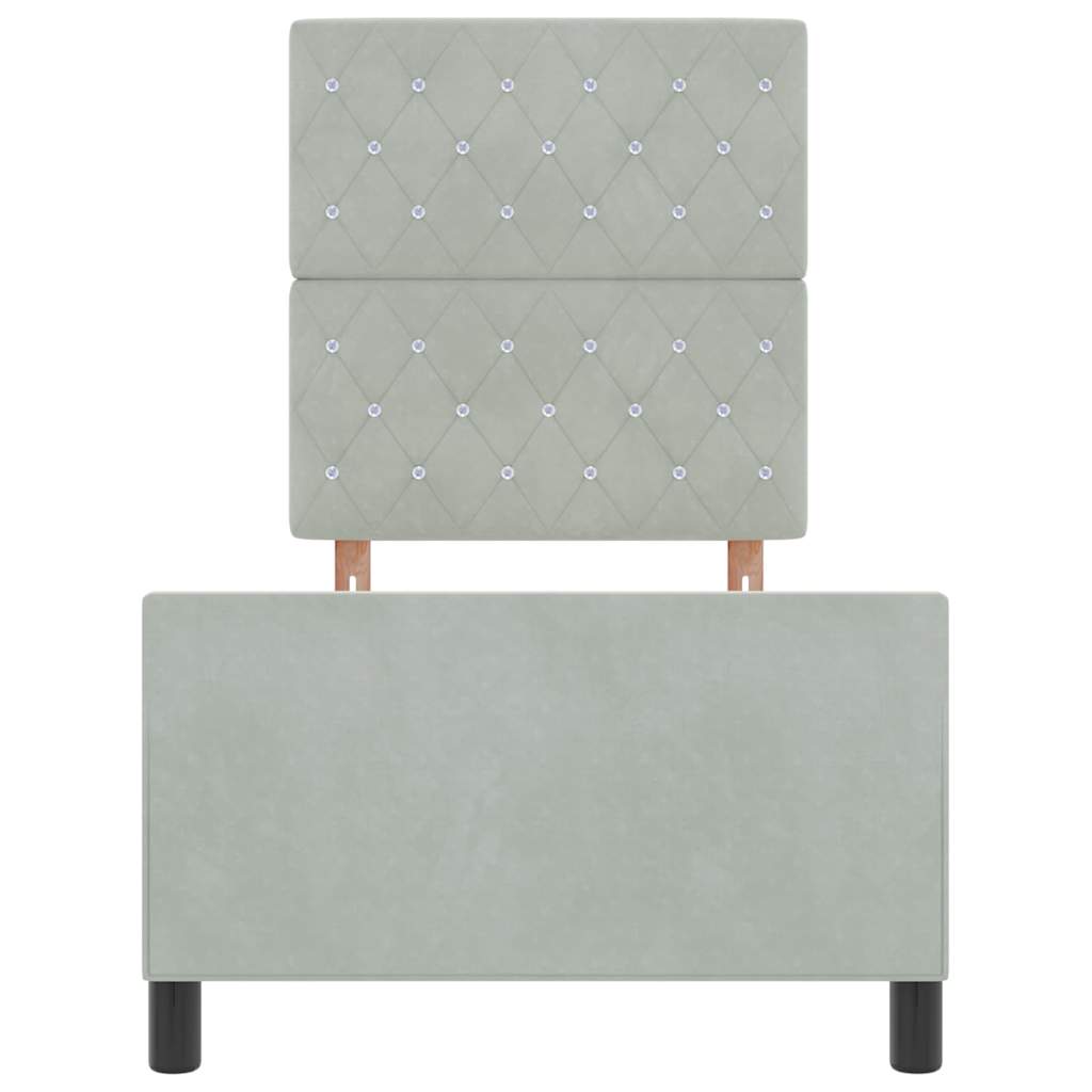 Box spring seng med hovedgærde Lysegrå 80 x 200 cm Fløjl