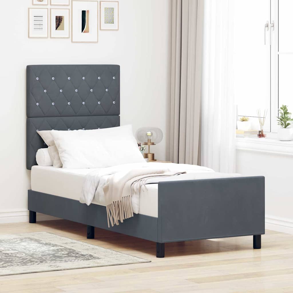Box spring seng med hovedgærde Mørkegrå 80 x 200 cm Fløjl