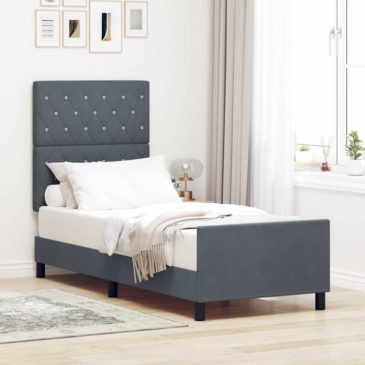 Box spring seng med hovedgærde Mørkegrå 80 x 200 cm Fløjl
