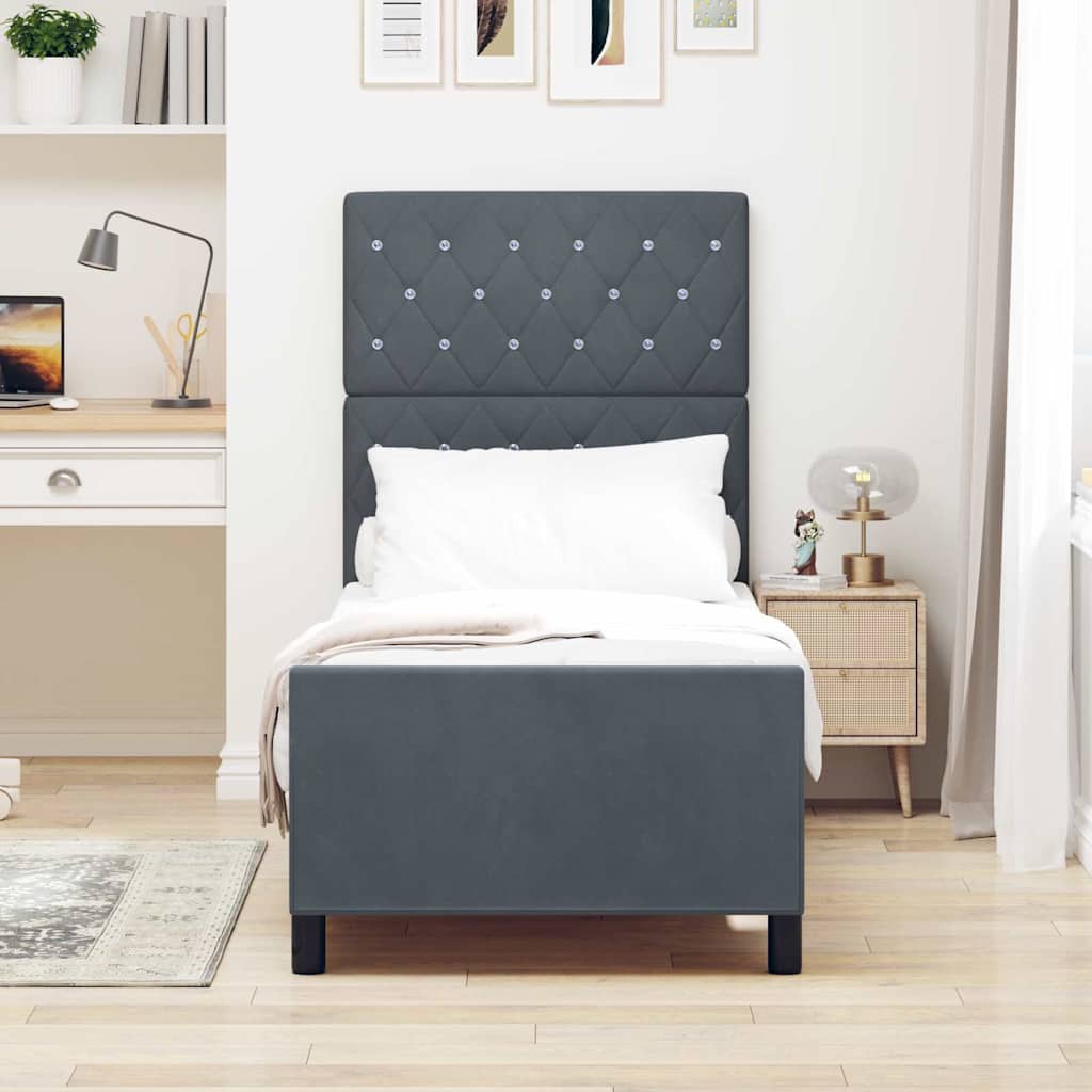 Box spring seng med hovedgærde Mørkegrå 80 x 200 cm Fløjl
