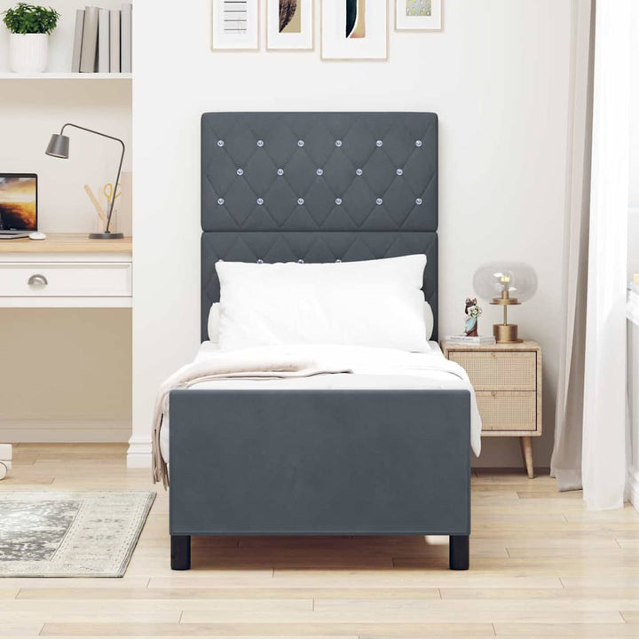 Box spring seng med hovedgærde Mørkegrå 80 x 200 cm Fløjl