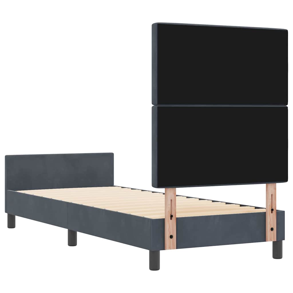 Box spring seng med hovedgærde Mørkegrå 80 x 200 cm Fløjl