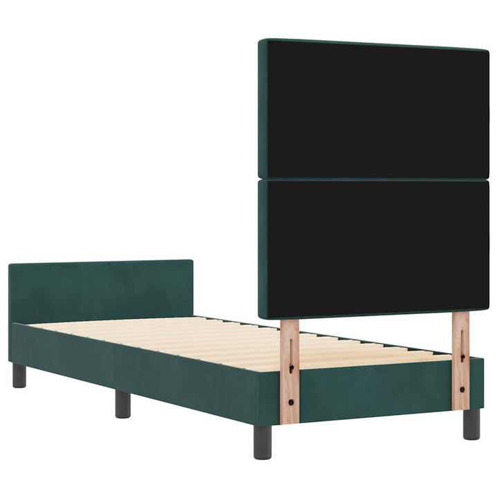 Box spring seng med hovedgærde Mørkegrøn 80 x 200 cm Fløjl
