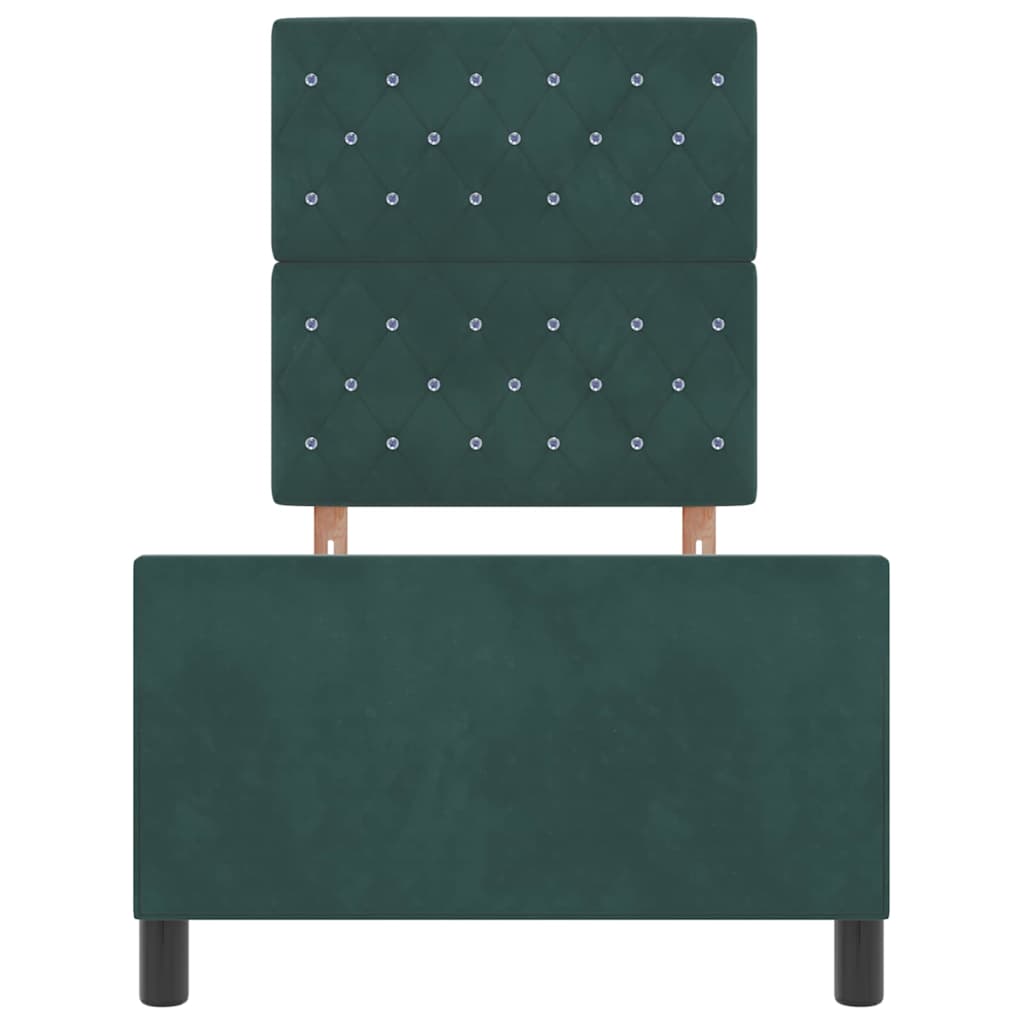 Box spring seng med hovedgærde Mørkegrøn 80 x 200 cm Fløjl