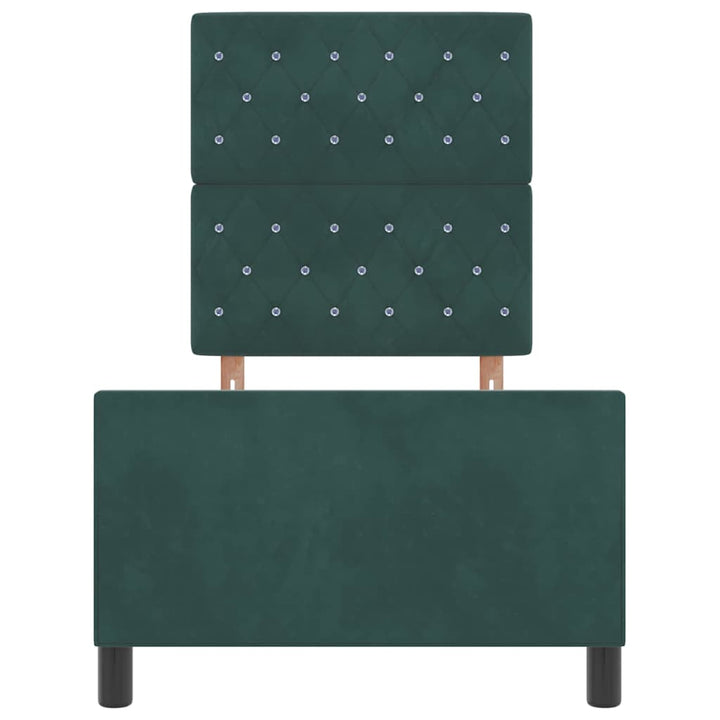 Box spring seng med hovedgærde Mørkegrøn 80 x 200 cm Fløjl