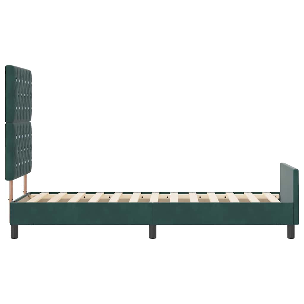 Box spring seng med hovedgærde Mørkegrøn 80 x 200 cm Fløjl