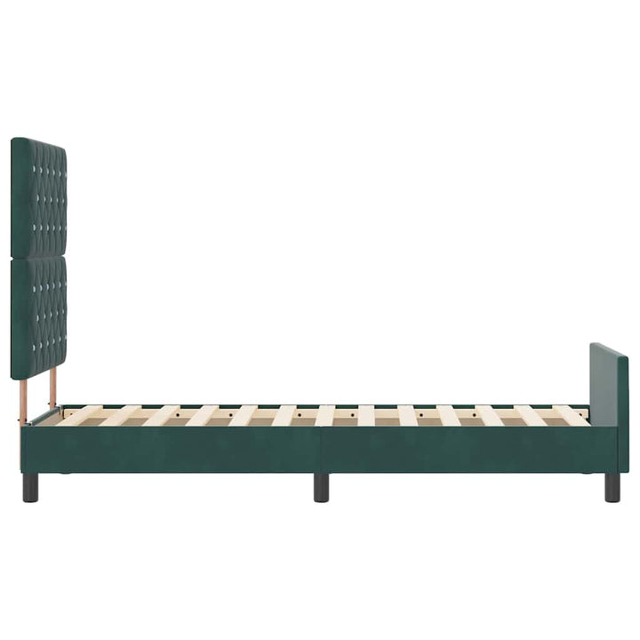 Box spring seng med hovedgærde Mørkegrøn 80 x 200 cm Fløjl