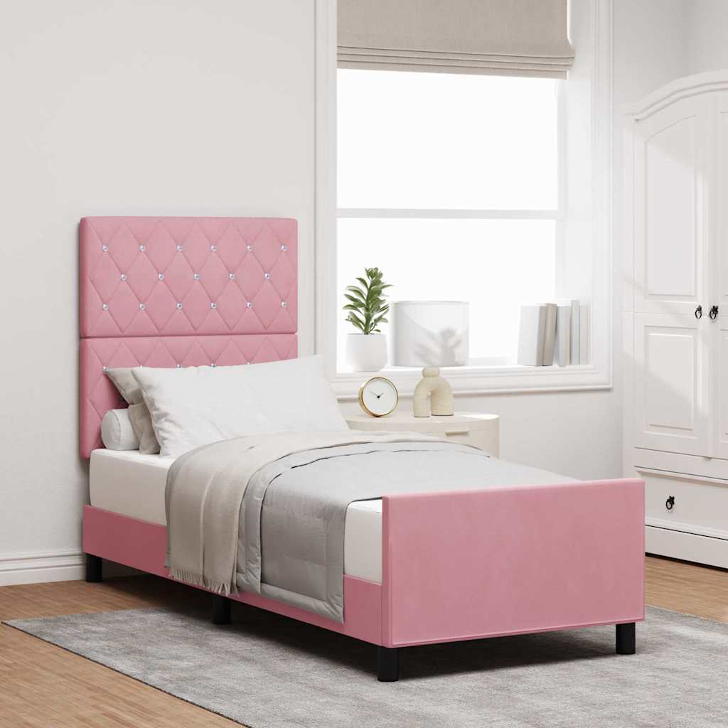 Box spring seng med hovedgærde Lyserød 80 x 200 cm Fløjl