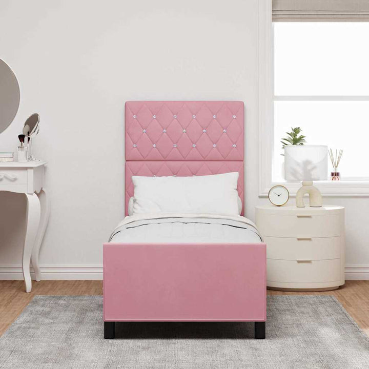 Box spring seng med hovedgærde Lyserød 80 x 200 cm Fløjl