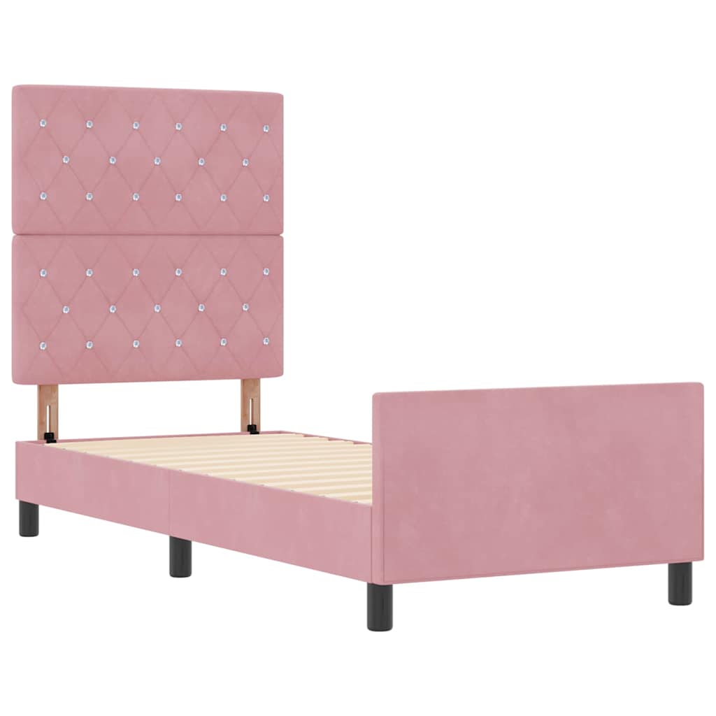 Box spring seng med hovedgærde Lyserød 80 x 200 cm Fløjl