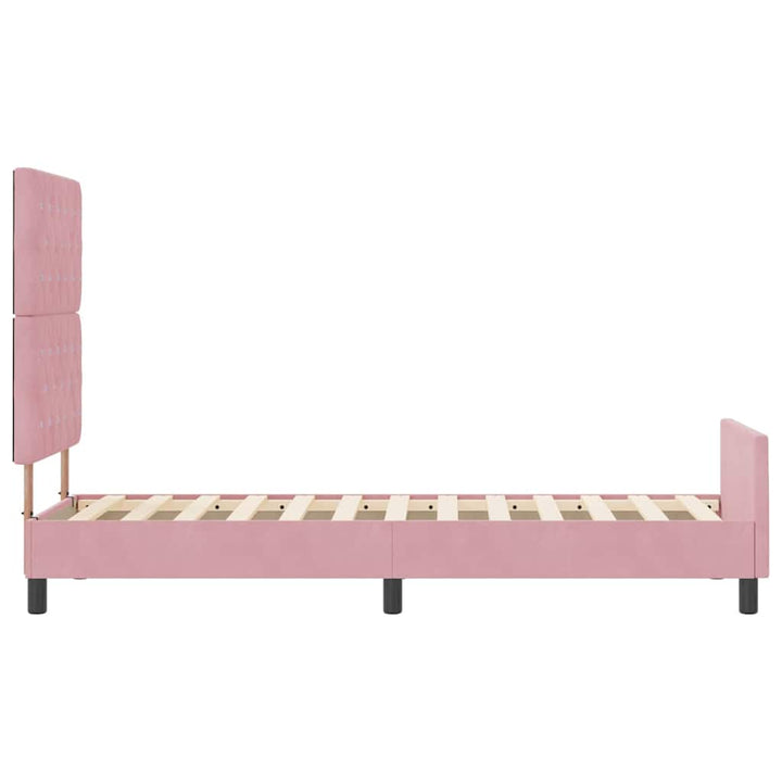 Box spring seng med hovedgærde Lyserød 80 x 200 cm Fløjl