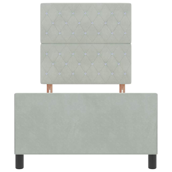 Box spring seng med hovedgærde Lysegrå 90 x 190 cm Fløjl