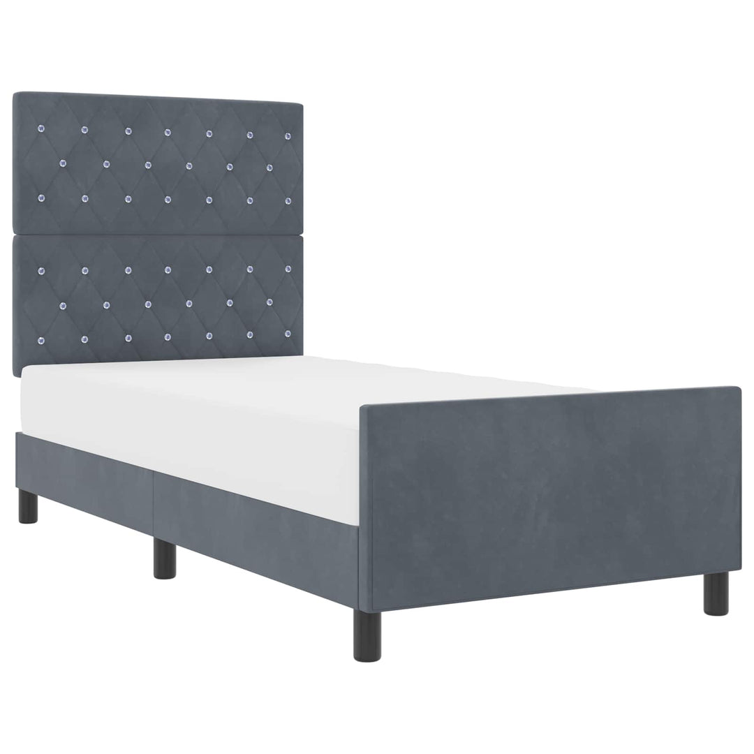 Box spring seng med hovedgærde Mørkegrå 90 x 190 cm Fløjl
