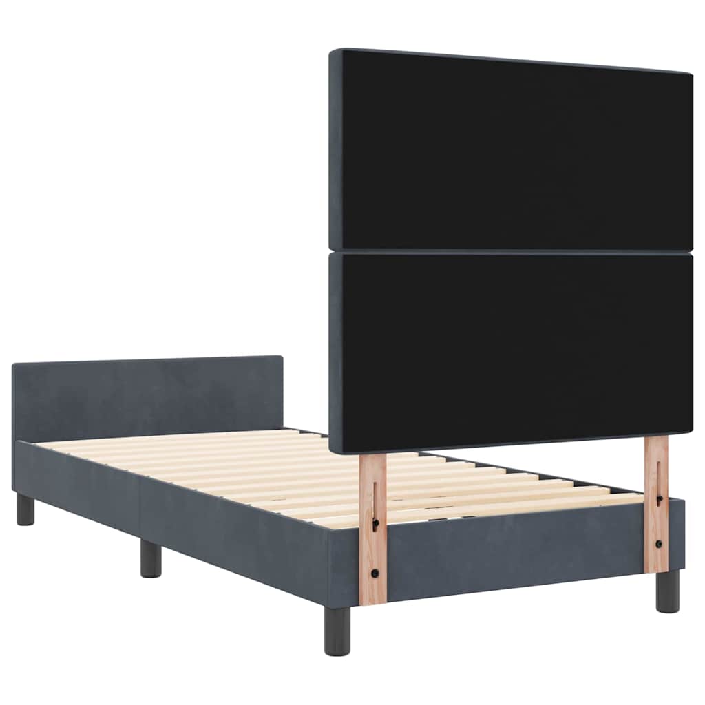 Box spring seng med hovedgærde Mørkegrå 90 x 190 cm Fløjl