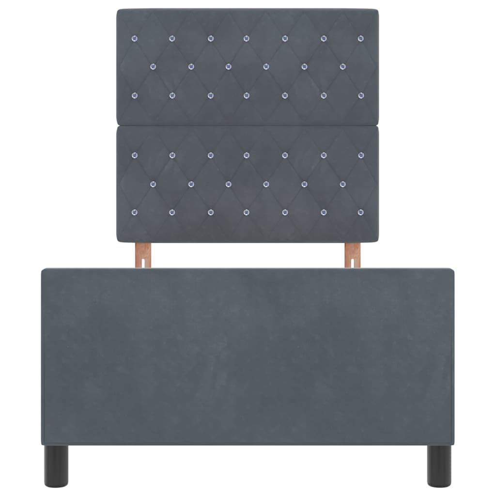 Box spring seng med hovedgærde Mørkegrå 90 x 190 cm Fløjl