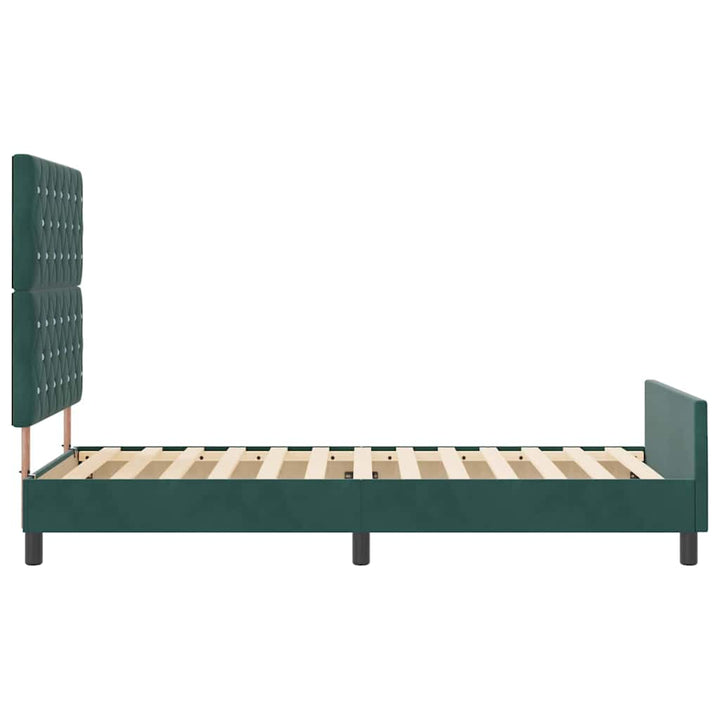 Box spring seng med hovedgærde Mørkegrøn 90 x 190 cm Fløjl