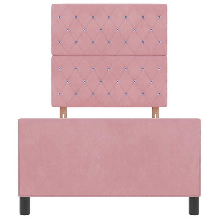 Box spring seng med hovedgærde Lyserød 90 x 190 cm Fløjl