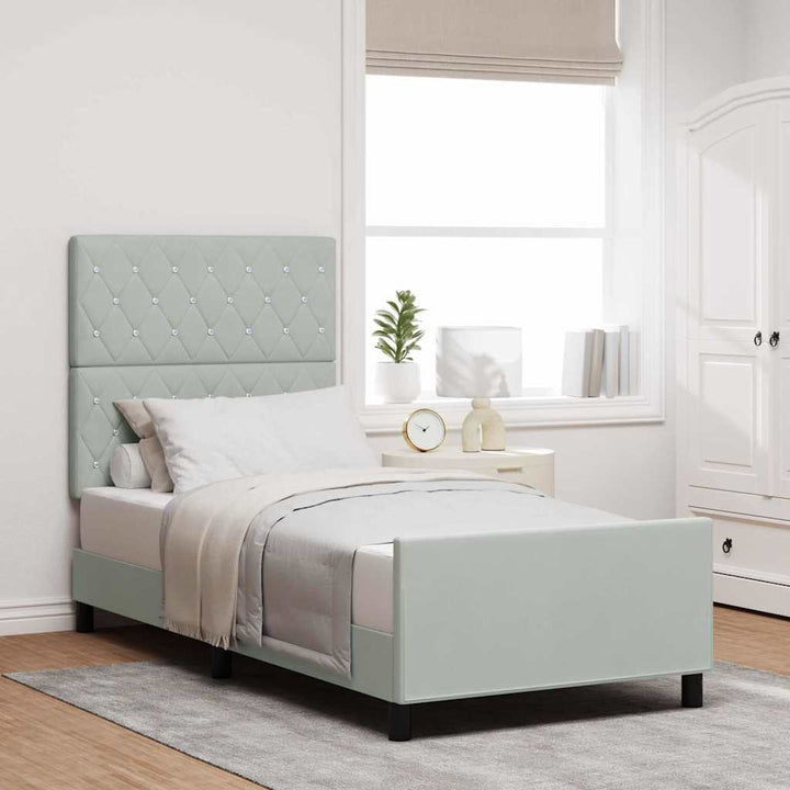 Box spring seng med hovedgærde Lysegrå 90 x 200 cm Fløjl