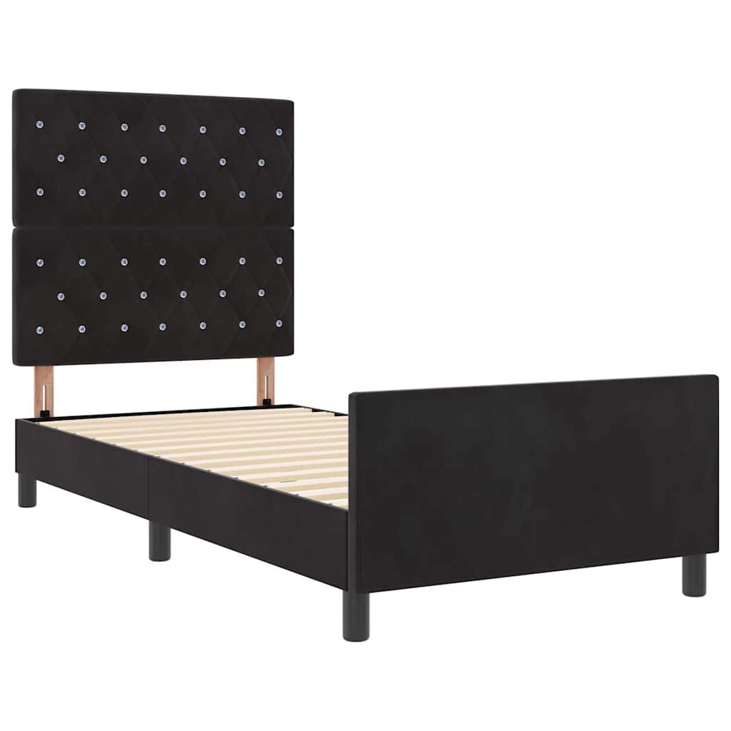 Box spring seng med hovedgærde Sort 90 x 200 cm Fløjl
