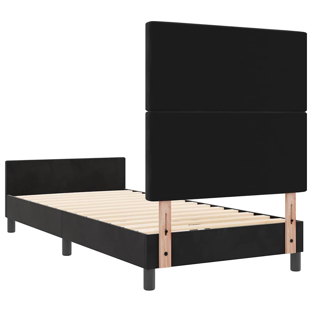 Box spring seng med hovedgærde Sort 90 x 200 cm Fløjl
